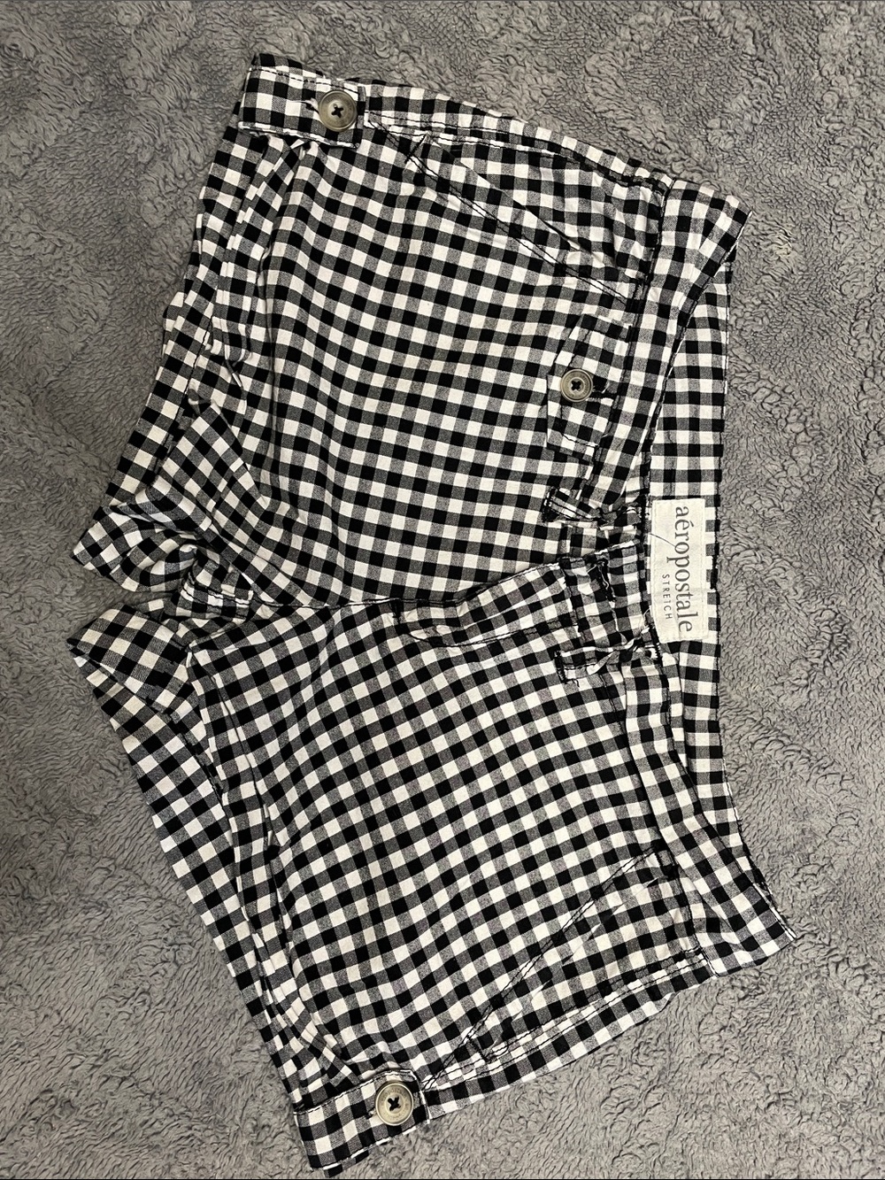 Aeropostale Black & White Gingham High-Waist Shorts